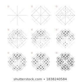 Pin on sombras Graph Paper Designs Step By Step, How To Draw Celtic Knots, Celtic Drawings, Celtic Knot Tutorial, Celtic Knot Drawing, How Draw, Monster Truck Coloring Pages, Graph Paper Designs, Celtic Knot Designs