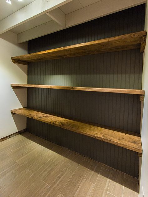 DIY Simple Wood Shelves Wood Closet Shelves, Wood Storage Shelves, Laundry Room Storage Shelves, Pantry Laundry Room, Wood Closet, Diy Wood Shelves, Pantry Laundry, Room Storage Diy, Diy Regal