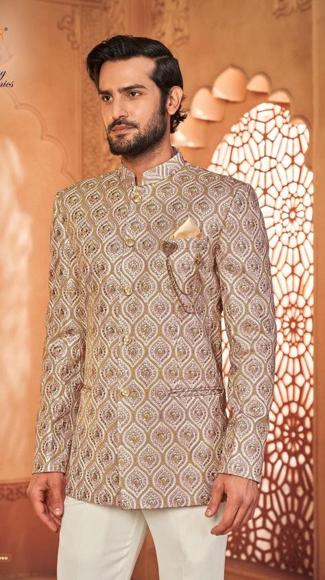 Jodhpuri Suit Stylish Partywear Wedding Coat Pant Designer Bandhgala Suit Grooms Slim Fit Suit For Men. Jodhpuri Coat Pant, Coat Pant For Men, Suit Beige, Jodhpuri Suit, Formal Pant, Suit Groom, Groomsmen Outfits, Beige Suits, Style Formal