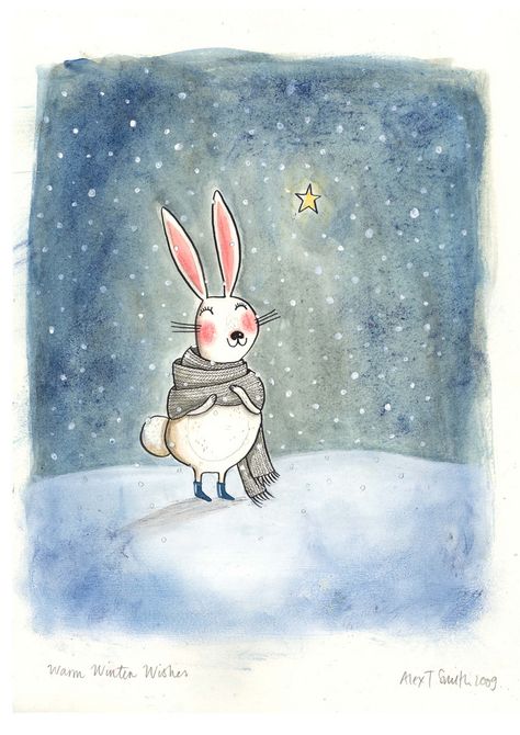 Warmest Winter Wishes | by Alex T Smith Bunnies Illustration, Alex T Smith, Christmas Bunnies, Art Rabbit, Lapin Art, Winter Wishes, Rabbit Rabbit, Illustration Noel, Winter Illustration