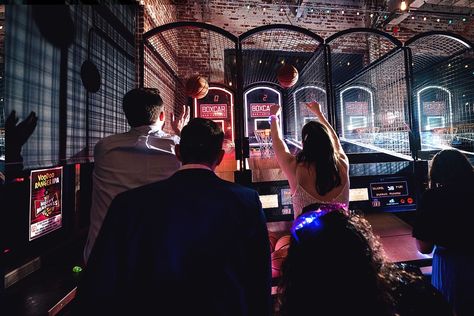 Arcade Wedding Reception, Playing Arcade Games, Arcade Wedding, Arcade Theme, Bar Arcade, Cheese Wedding, Arcade Bar, Sparkly Jumpsuit, Sparkly Pumps