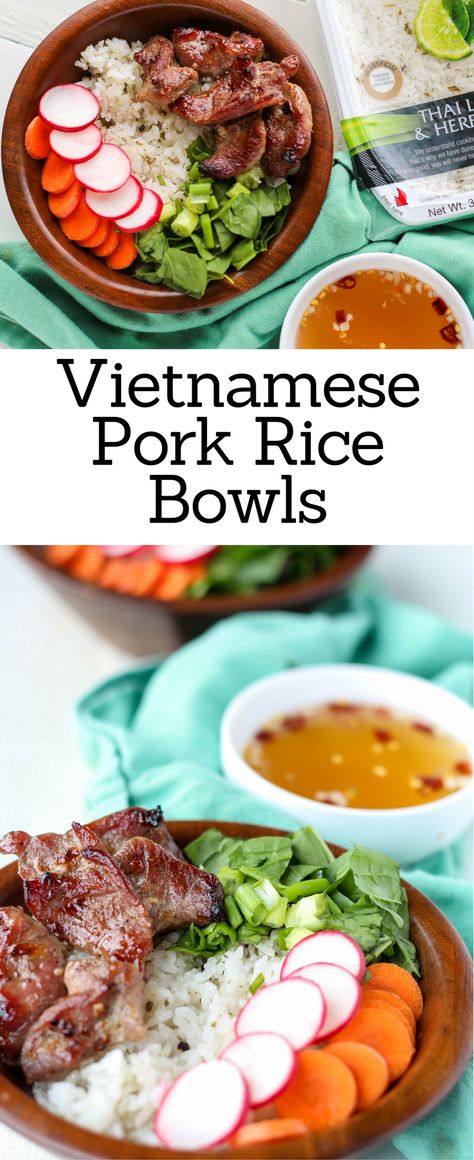 Vietnamese Roast Pork, Supper Inspiration, Pork Rice Bowls, Pork Bowl, Vietnamese Recipe, Caramelized Pork, Asian Bowls, Crunchy Veggies, Vietnamese Rice