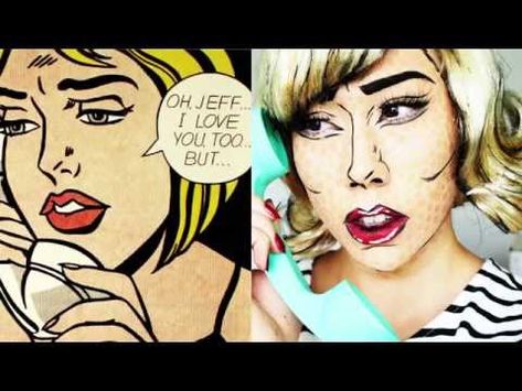 Halloween Makeup Tutorial: Roy Lichtenstein Pop Art Comic Book Girl - YouTube Roy Lichtenstein Pop Art, Lichtenstein Pop Art, Comic Book Girl, Pop Art Comic, Roy Lichtenstein, Halloween Makeup Tutorial, Art Comic, Book Girl, Halloween Makeup