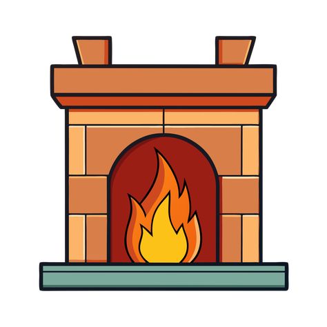 Cartoon Fireplace Clipart Cartoon Fireplace, Fireplace Clipart, Exposed Brick Fireplaces, Christmas Tattoo, House Clipart, Winter Clipart, Cozy Design, Cozy Accessories, Clipart Free