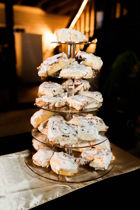 Cinnamon roll tower for wedding reception Cinnamon Roll Tower, Connamon Rolls, Tiered Dessert Stand, Cake Tower, Wedding Cake Alternatives, Dessert Stand, Wedding Breakfast, Brunch Wedding, Wedding Mood Board