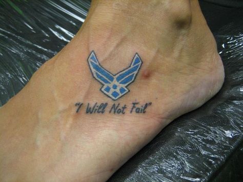 It's an Air Force infinity sign -- beautiful tattoo idea! Description from pinterest.com. I searched for this on bing.com/images Airforce Tattoos For Mom, Airforce Tattoos, Air Force Tattoo, Small Neck Tattoos, Patriotic Tattoos, Military Tattoos, Foot Tattoos For Women, Arm Art, Upper Arm Tattoos