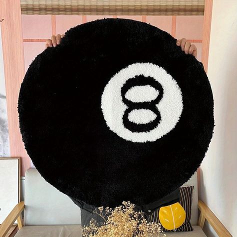 Faster shipping. Better service 8 Ball Rug, Black Rug Bedroom, Handmade Gifts For Boyfriend, College Apartment Decor, Floor Area Rugs, Basement Decor, College Apartment, 8 Ball, Black Area Rugs