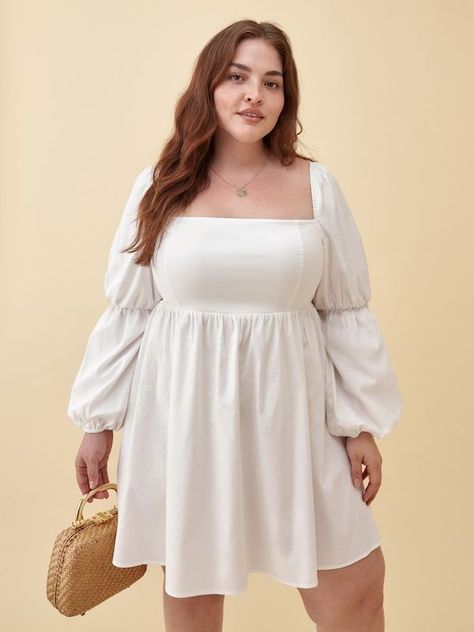 Double Puff Sleeves, Earthy Fashion, Plus Size Spring Dresses, Cottage Summer, Curvy Casual Outfits, Babydoll Style Dress, Big Size Dress, Detail Oriented, Plus Size Summer Dresses