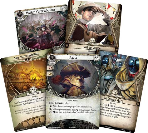 Carnevale of Horrors - Fantasy Flight Games Streets Of Venice, Arkham Horror, Game Card Design, Fantasy Flight Games, Board Game Design, H P Lovecraft, Cards Game, 카드 디자인, Frame Card