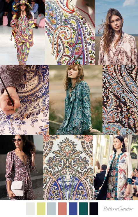 Fashion Trend Pattern, Pattern Curator, Fashion Trend Forecast, Paisley Fashion, Color Trends Fashion, Fashion Themes, 2020 Fashion Trends, Fashion Portfolio, Mood Board Fashion