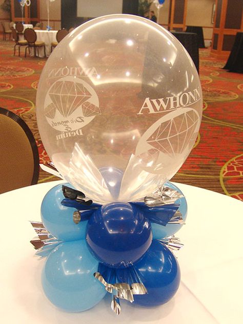 Very special printed balloon centerpieces denver Balloon Decorations Without Helium, Balloons Without Helium, Birthday Decorating Ideas, Balloon Centerpieces Diy, Balloon Decor Ideas, Balloon Logo, Blue Party Decorations, Church Anniversary, 16th Birthday Decorations