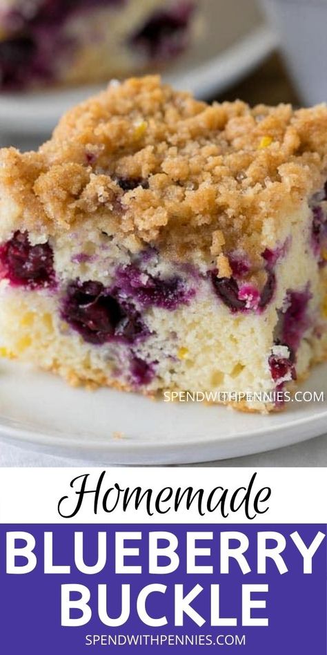 Blueberry Buckle With Brown Sugar Topping, Blueberry Cold Desserts, Blueberry Buckle Recipe Easy, Blueberry Streusel Cake, Southern Cobbler, Recipes With Blueberries, Blueberry Buckle Coffee Cake, Lemon Blueberry Coffee Cake, Blueberry Buckle Cake