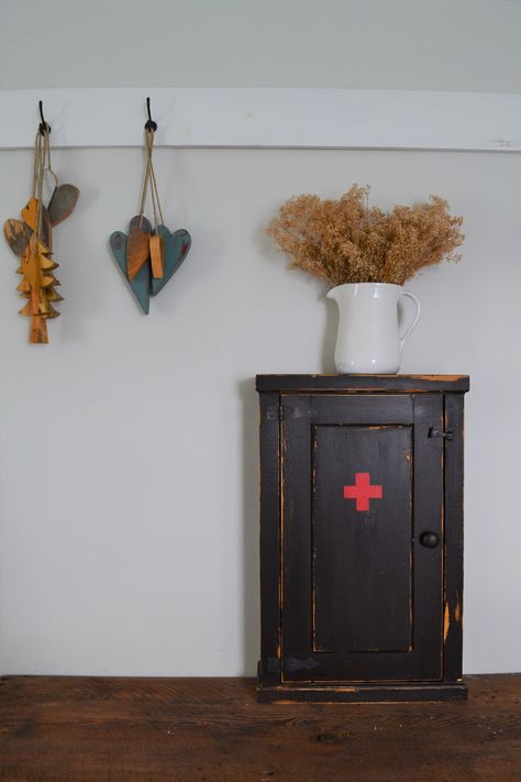 Washroom Cupboard, Wood Medicine Cabinet, Cupboard Wall, First Aid Cabinet, Vintage Medicine Cabinets, Wood Medicine Cabinets, Iron Hinges, Iron Hardware, Fusion Mineral Paint