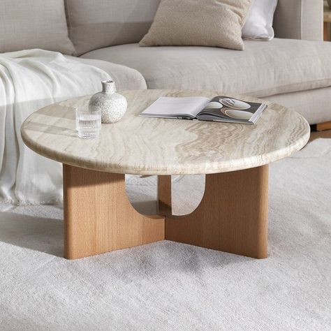 Oak Wood Veneer, Little Accessories, Marble Round Coffee Table, X Coffee Table, Travertine Coffee Table, Stone Coffee Table, Bedroom False Ceiling Design, Travertine Stone, Coffee Tables For Sale