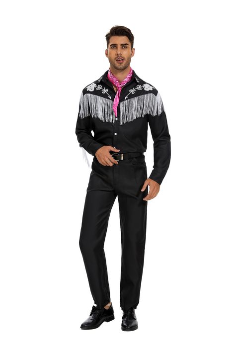 PRICES MAY VARY. Adult cowboy costume Cosplay Movie Adult Costume Oufits Live Version Clothes Halloween Cowgirl Costume Material: 100% Polyester fabric, breathable, soft and skin-friendly. Package： Shirts + Pants + Belt+Scarf Perfect for Any Occasion: This costume is perfect for all occasions, including birthday parties, role-playing, Halloween, Christmas, carnival, stage performances, fancy dress parties, and daily activities. Men US Size.Please refer to our size chart picture to choose the fit Cow Boy Outfit For Men, 80s Disco Outfit, Disco Outfit Men, Cowboy Costume Mens, Space Cowboy Costume, Jockey Costume, Outfit Vaquero, Disco Cowboy, Nude Leggings