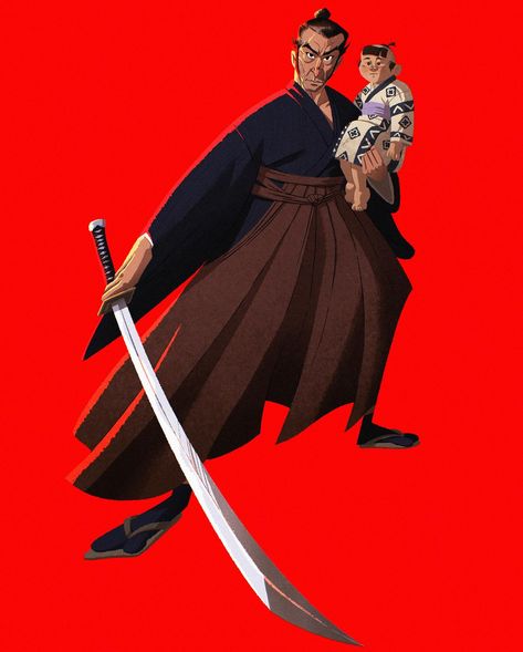 Lone Wolf and Cub. . . . #characterdesign #characterillustration #illustration #lonewolfandcub #ronin #samurai Lone Wolf And Cub, Ronin Samurai, Lone Wolf, Kung Fu, Character Illustration, Character Design, Quick Saves