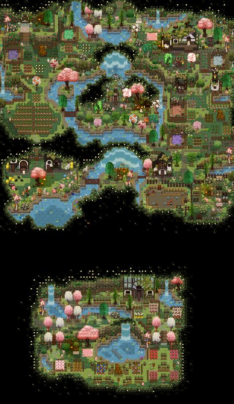 Farm Map, Mod Aesthetic, Cottagecore Farm, Stardew Farms, Cottagecore Life, Stardew Valley Layout, Stardew Valley Tips, Stardew Valley Farms, Valley River