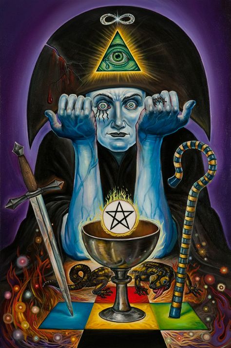 Tarot Card Magician #magician Kartu Tarot, The Magician Tarot, Aleister Crowley, Esoteric Art, Psy Art, Tarot Cards Art, Occult Art, Tarot Art, 판타지 아트