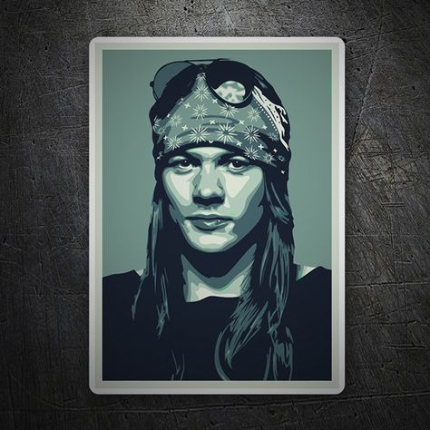 Pegatina Axl Rose. Cantante del mítico grupo de hard rock Guns N' Roses, con una estética pop-art. Axl Rose Tattoo, Rock Star Costume, Axel Rose, Rose Stencil, Play That Funky Music, Rock N Roll Art, Axl Rose, Mötley Crüe, Sketches Easy