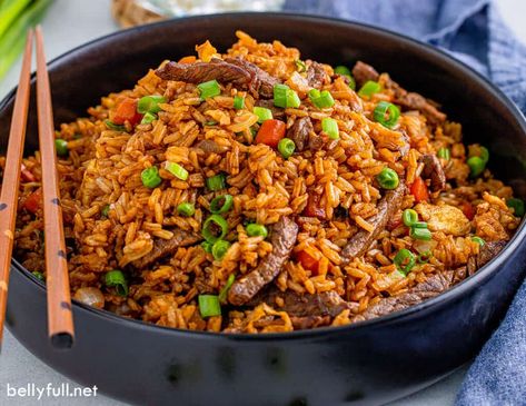 Recipe With Beef Broth, Ranch Rice, Beef Fried Rice Recipe, Flavored Rice Recipes, Recipe With Beef, Kung Pao Chicken Recipe, Beef Fried Rice, Homemade Egg Rolls, Beef Rice