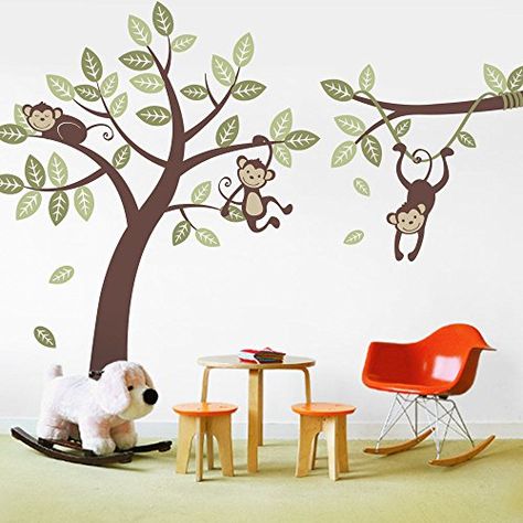 3 Monkey Tree and Branch Vine Baby Nursery Vinyl Wall Decals >>> Be sure to check out this awesome product. Vine Decal, Monkey Hanging, Woodland Wall Decor, Monkey Nursery, Hanging Monkey, Monkey Wall, Woodland Wall, Tree Decals, Vine Wall