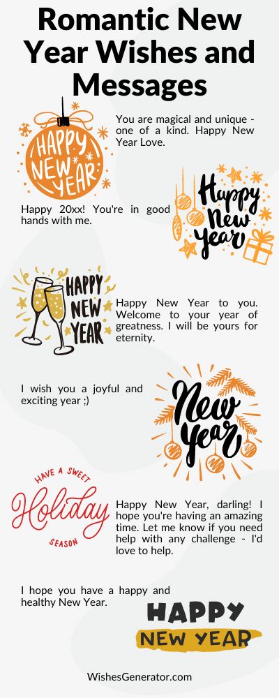 Romantic New Year Wishes and Messages In This Article, We Share Ideas On: New Year Wishes For Loved One; Romantic New Year Wishes For Girlfriend; New Year Messages For Special Someone; Happy New Year Love Message; Happy New Year Wishes, Quotes, Messages; Romantic New Year Wishes For Boyfriend; New Year Message For Couple; New Year Wishes For Boyfriend; And Many More. Happy New Year My Love Quotes, New Year Wishes For Boyfriend Romantic, Happy New Year Wishes For Boyfriend, New Year Wish For Boyfriend, New Year Message For Girlfriend, Happy New Year Wishes For Love, New Year Msg For Boyfriend, New Year Quotes For Boyfriend, New Year Message For Boyfriend