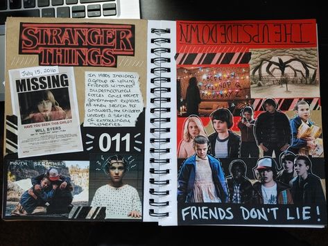 Stranger Things Scrapbook, Movie Review Journal Ideas, Tvd Journal, Tv Show Journal, Shifting Journal, Journal Dump, Tv Journal, Movie Scrapbook, Empty Journal