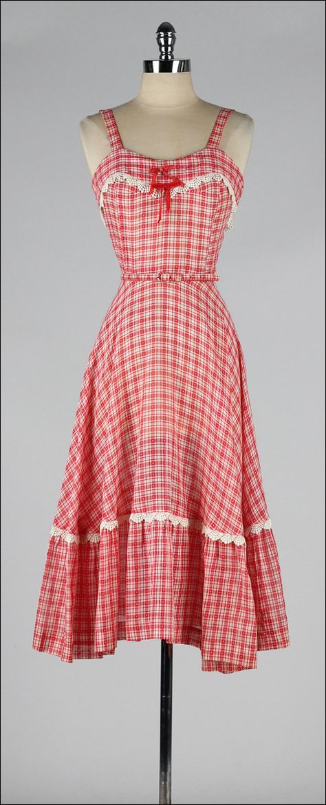 1950s Gingham Dress, 1950s Country Fashion, Red And White Plaid Dress, 50s Summer Dress, Red 50s Dress, Vintage Sheer Dress, Red 1950s Dress, Vintage Gingham Dress, 1950s Summer Dress