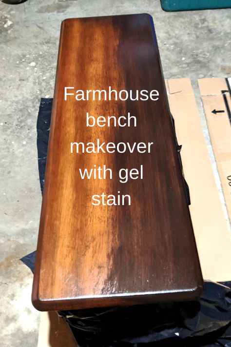 Check out the transformation of my dining table and benches! So easy to use gel stain and chalk paint for a beautiful farmhouse finish! #gelstain #chalkpaint #simplyrefinishedblog Farm House Table, Java Gel, Dining Table Makeover, Farmhouse Bench, Buffing Pads, Honey Oak, Beautiful Farmhouse, Table Makeover, Gel Stain