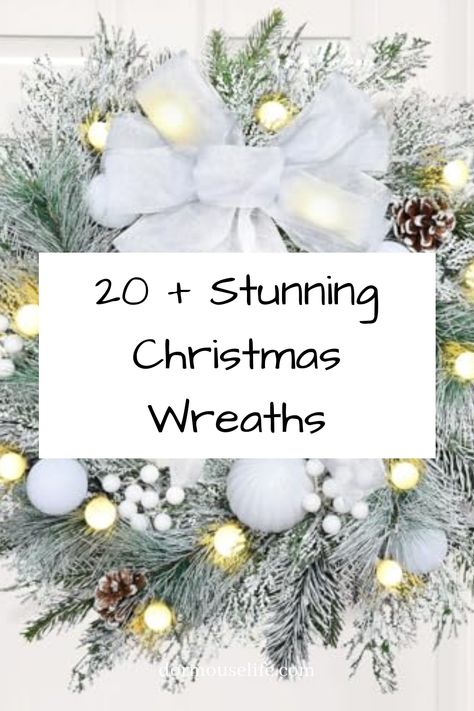 Get your home holiday-ready with our stunning Christmas wreaths collection! From traditional evergreen wreaths to modern and chic designs, we have the perfect decoration for your front door. Elevate your festive decor this season with a beautiful wreath that will spread joy and cheer to all who see it. Whether you prefer classic red bows or sparkling ornaments, we have a variety of styles to suit every taste. Welcome guests in style and make a statement with one of our gorgeous Christmas wreaths Winter Themed Wreaths, Flocked Christmas Wreath Ideas, Modern Wreaths For Front Door, White Christmas Wreaths, Winter Door Wreaths, Flocked Christmas Wreath, White Wreaths, Diy Winter Wreath, Evergreen Wreaths