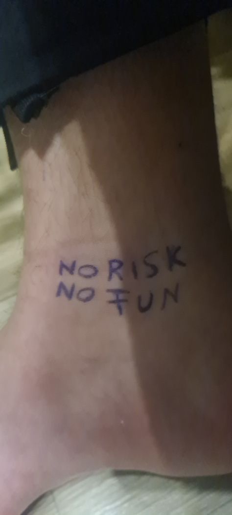 Tattoo No Risk No Fun Tattoo, Risk Tattoo, No Risk No Fun, Fish Tattoos, Jesus Fish Tattoo, Tattoo Quotes, Tattoos, Quick Saves