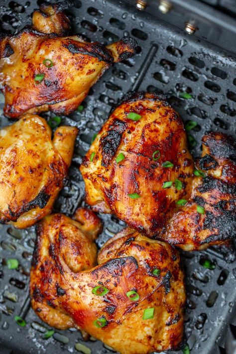 Honey Glazed Chicken Air Fryer, Air Fryer Easy Chicken Recipes, Chicken Thigh Recipe Healthy, Honey Soy Chicken Air Fryer, Honey Chicken Air Fryer Recipes, Air Fry Chicken Thigh Recipes, Honey Garlic Chicken Air Fryer Recipes, Air Fried Honey Garlic Chicken, Airfryer Honey Garlic Chicken