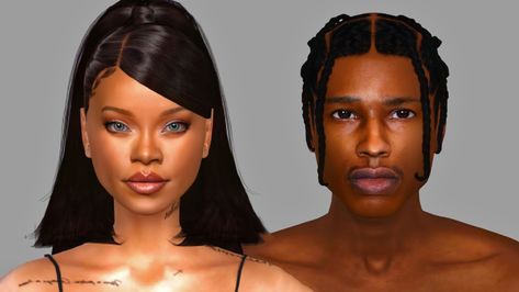 Rihanna Fenty and Asap Rocky | Patreon Premade Sims, Miss U My Love, Male Sims, Rihanna Hairstyles, Cc Folder, The Sims 4 Skin, Cc Shoes, Sims 4 Anime, Cc Furniture