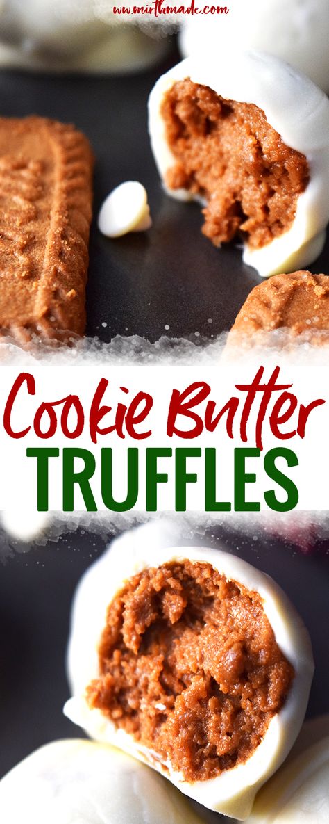 Cookie Butter Truffles -  rich and slightly spicy… Cookie Butter Truffles, Cookie Butter Recipe, Truffles Christmas, Growing Sideways, Sweets Healthy, Truffles Recipes, Cookie Truffles, Hot Chocolate Fudge, Simple Desserts