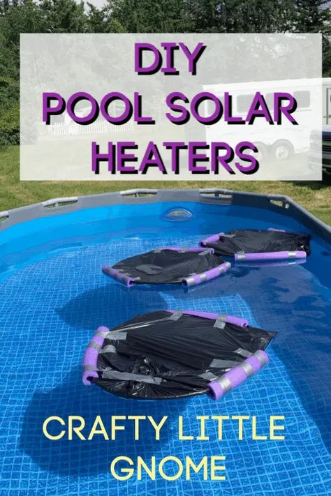 diy solar heaters floating in a pool. Use pool noodles, hula hoops and garbage bags to heat your pool using the power of the sun! Diy Pool Heater, Solar Pool Heater Diy, Kill Grass, Solar Heater Diy, Autumn Printables, Dawn Soap, Solar Pool Heater, Pool Heaters, Solar Heater