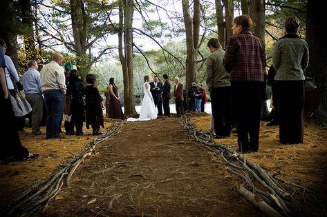 Wedding aisle outlined by branches. Maybe a petal aisle, or outline it with some flowers? Wedding Ceremony Outline, Ceremony Outline, Wedding Aisle Outdoor, Offbeat Bride, Destination Wedding Planning, Aisle Runner, Wedding Aisle, Ideal Wedding, Wedding Advice