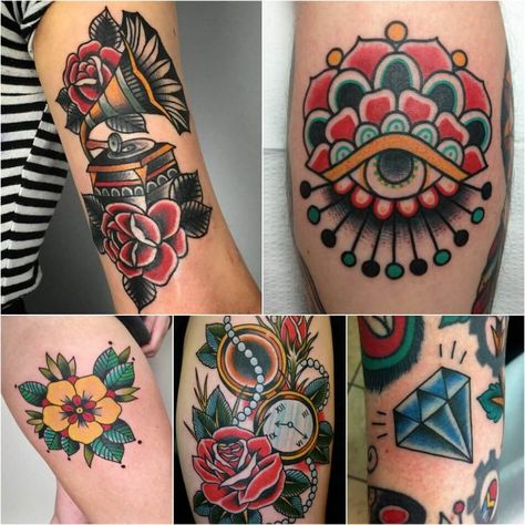 old school tattoos - old school tattoos design - traditional old school tattoo. Explore more Tattoo ideas on positivefox.com #collage #moodboard #newschooltattoo #oldschooltattoo #oldschooltattoodesign #oldschooltattoosflash #tattooideas #tattoomoodboard #tattoos #traditionalamericantattoostyle Tattoo Guide, Sunflower Tattoo Shoulder, Tattoos Infinity, Collage Moodboard, Nyc Tattoo, Traditional Style Tattoo, Kid Ink, Magic Tattoo, Old School Tattoo Designs