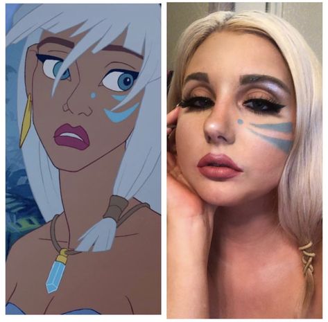 Kida from Atlantis makeup inspo!🐠 #makeup #makeupinspiration #cosplaygirl #atlantis #kida #disneyatlantis #bluemakeup #disneymakeup #disneycharacters City Of Atlantis Costume, Atlantis Makeup, Kida Halloween Costume Atlantis, Kida Atlantis Dress, Milo And Kida Atlantis Cosplay, Atlantis Kida, Kida Atlantis Necklace, Kida Atlantis, Inspo Makeup