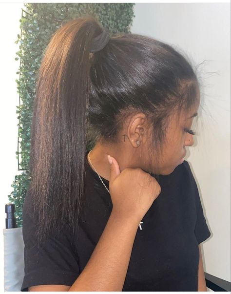 Blow Dry Ponytail, Straighten Hairstyles, Slick Buns, Hair Muse, Slick Hair, Straightening Natural Hair, Hair Goal, Tape Ins, Quick Natural Hair Styles