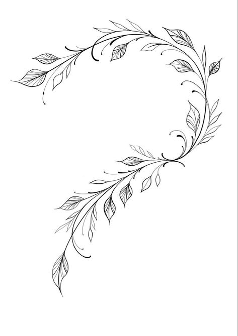 Floral Leaves Tattoo Design, Shoulder Vine Tattoo Stencil, Vines Line Art, Simple Leaf Tattoo Design, Vine Tattoo Designs For Women, Leaves From The Vine Tattoo, Delicate Vine Tattoo, Wrap Around Tattoo Design, Vine Drawing Tattoo