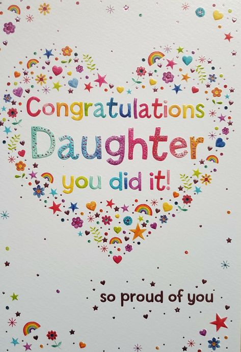 Congratulations Daughter On Your Exam Success Card proud of you Item Description Congratulations Daughter On Your Exam Success Card proud of you Card size approx 230cm x155cm See image for inside verse Price : 3.19 About Us Payment Shipping Returns About Us Having sold Cards and Gifts on the High street for 30 years we followed the logical progression and added on-line sales to our portfolio. We aim to provide quality,choice, fast dispatch and service, answering questions quickly in a short time Congratulations My Daughter, Proud Of You Daughter, Congratulations Quotes Proud Of You, Congratulations For Exam Result, Congratulations On Passing Exam, Congratulations Wallpaper, Congratulations Quotes Achievement, Passed Exams, Congratulations On Your Achievement