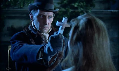 May 26: Peter Cushing! Pictured here as Van Helsing, one of the characters he played for Hammer Film Productions. Vamp 1986, 1950s Horror, Dracula 1958, Hammer Horror Films, Vampire Dracula, Peter Cushing, Van Helsing, Hammer Films, Famous Monsters