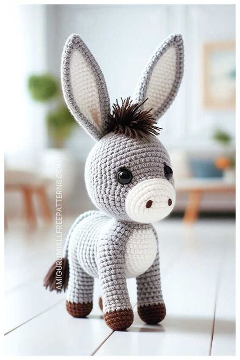 Free Crochet Donkey Patterns, Donkey Amigurumi Free Pattern, Donkey Crochet Pattern Free, Crochet Donkey Free Pattern, Donkey Amigurumi, Crochet Donkey, Donkey Pattern, Crochet Bull, Fall Crochet Projects