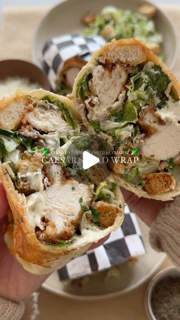 Hajar Larbah on Instagram: "Crispy Chicken Caesar Salad Wrap! You could also air fry the chicken or just make grilled chicken instead for a lighter version 🤎 full recipe on the blog as always - link in bio!

#recipe #salad #caesar #wrap #dinner #mealideas #cooking #food #foodie #foodblog #foodstagram #yummy #eeeeeats #salads" Ceasar Salad Wrap Recipe, Chicken Caesar Salad Wrap, Caesar Chicken Wrap, Wrap Dinner, Chicken Caesar Wrap Recipe, Salad Caesar, Chicken Caesar Salad Wraps, Caesar Salad Wrap, Caesar Wrap