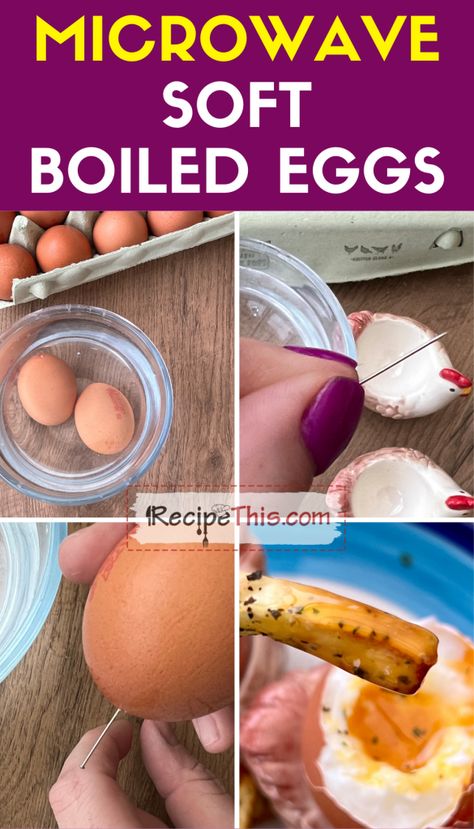 Soft Boiled Egg In Microwave Boiled Egg In Microwave, Soft Boiled Eggs Recipe, Dippy Eggs And Soldiers, Dippy Eggs, Boiled Egg Recipes, Eggs And Soldiers, Microwave Eggs, Buddha Bowls Recipe, Peanut Butter Banana Muffins