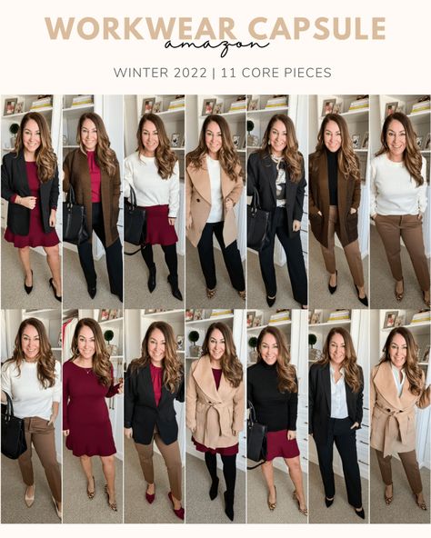 Womens Business Professional Winter, Professional Outfits Women Capsule, Winter Workwear Capsule Wardrobe, 2023 Winter Work Outfits, Winter Business Professional Outfits For Women, Mom Business Casual Outfits, Mid 40s Fashion Over 40, Professional Office Nails Classy, Business Attire Women Winter