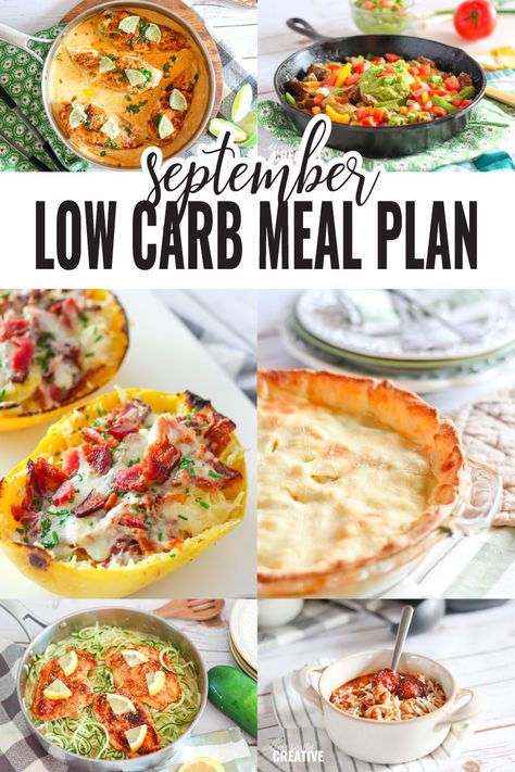 Take the guess work out of planning supper time with these simple recipe ideas for your low carb dinner menu for September. #menu #dinner #lowcarbdinner #ketodinner #keto #lowcarb #mealplanning #domesticallycreative Low Carb Menus, Low Carb Low Fat Recipes, Low Carb Meal, Boiled Egg Diet Plan, Monthly Meal Planning, Diet Recipes Easy, Low Carb Meal Plan, Best Low Carb Recipes, Low Carb Diet Recipes