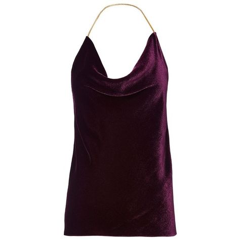 Cushnie Et Ochs Women's Gold Chain Halter Velvet Top ($695) ❤ liked on Polyvore featuring tops, velvet top, chain halter top, halter neck tops, gold chain top and open back tops Purple Halter Top, Tie Halter Top, Ladies Blouse Designs, Et Ochs, Cushnie Et Ochs, Chain Top, Designer Tops, Cowl Neck Top, Velvet Top