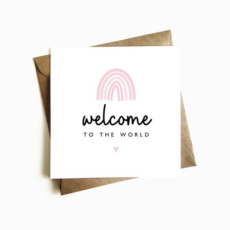 "Welcome a new bundle of joy into the world with our modern and stylish new baby card. Our card is designed to help you express your warmest congratulations and well wishes to the new parents in a stylish and eco-friendly way. Our new baby card is made from high-quality cardstock, with a smooth texture and a matte finish that feels luxurious to the touch. The front of the card features a beautiful and contemporary design that is perfect for celebrating a new arrival. The inside of the card is left blank, so you can write your own personal message To complete the package, we include a kraft ribbed envelope that perfectly complements the card's design. The envelope is made from sturdy and durable kraft paper. Delivered in a board-backed envelope which is made from sturdy, durable materials t Welcome To The World Baby Girl, Welcome Baby Girl, Welcome Baby Cards, New Baby Card, Well Wishes, Newborn Baby Girl, Blue Balloons, Baby Card