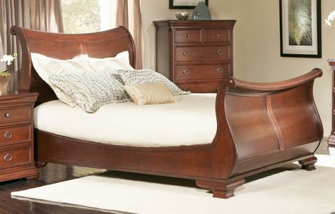 A Sleigh Bed Frame Brings Comfort And Elegance To The Bedroom Wooden Sleigh Bed, Cozy Bedroom Furniture, King Sleigh Bed, Sleigh Bed Frame, Queen Sleigh Bed, Bedroom Decor Gray, Designer Bed, Elevated Bed, Bedding Inspiration